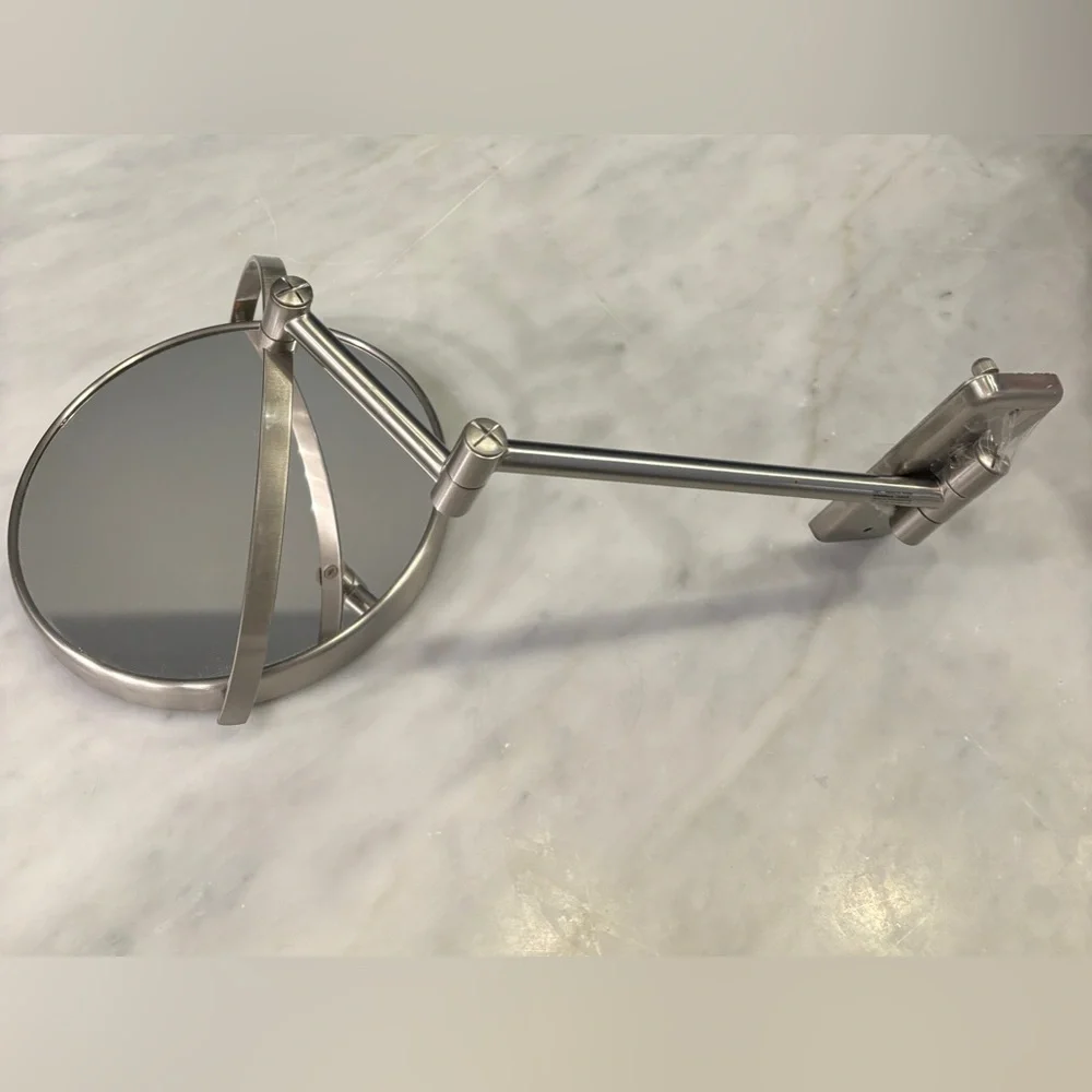 Wall-Hung 1x 10x Makeup Mirror with Adjustable Arm